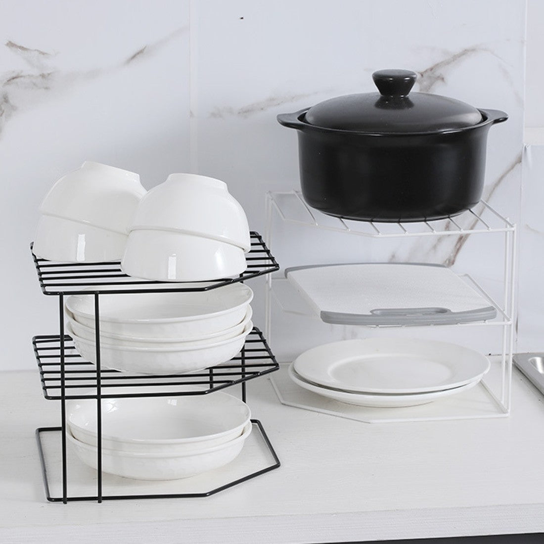 Multifunction 3 Tier Corner Plate Kitchen Cupboard Organiser Tidy Storage Rack