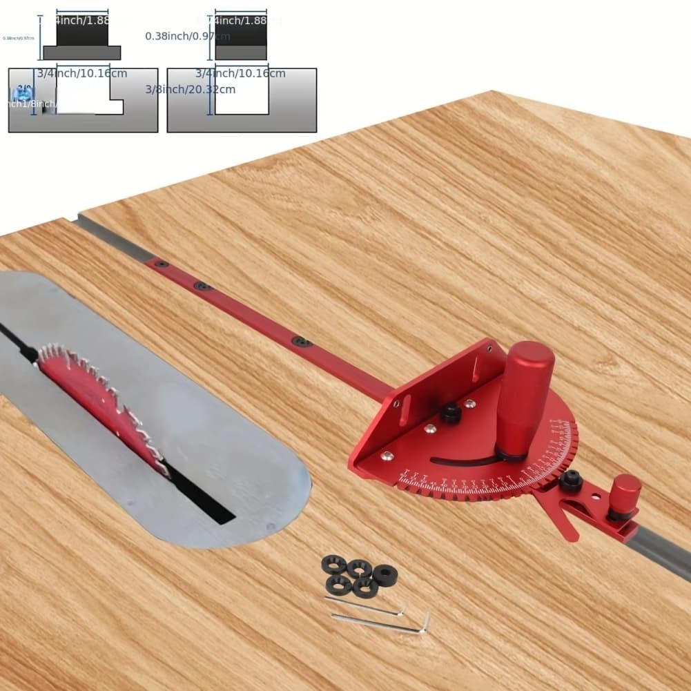 High Precision Aluminum Miter Gauge for Table Saws with Flip Stop Support