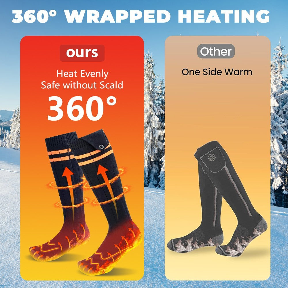 Electric Heated Socks Rechargeable W/ 10000mAh Battery Unisex Winter Foot Warmer