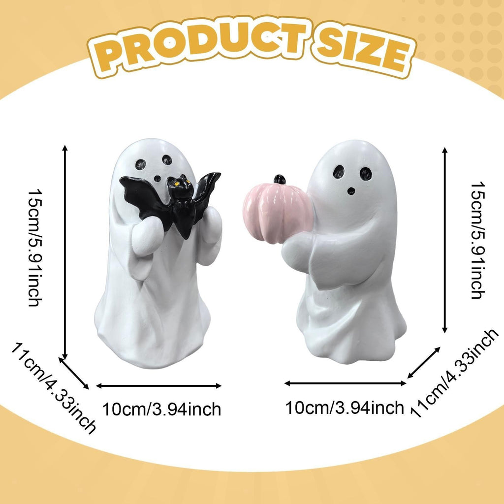 2x Ghost Statues Desktop Ornaments Halloween Decoration Art Crafts Creative