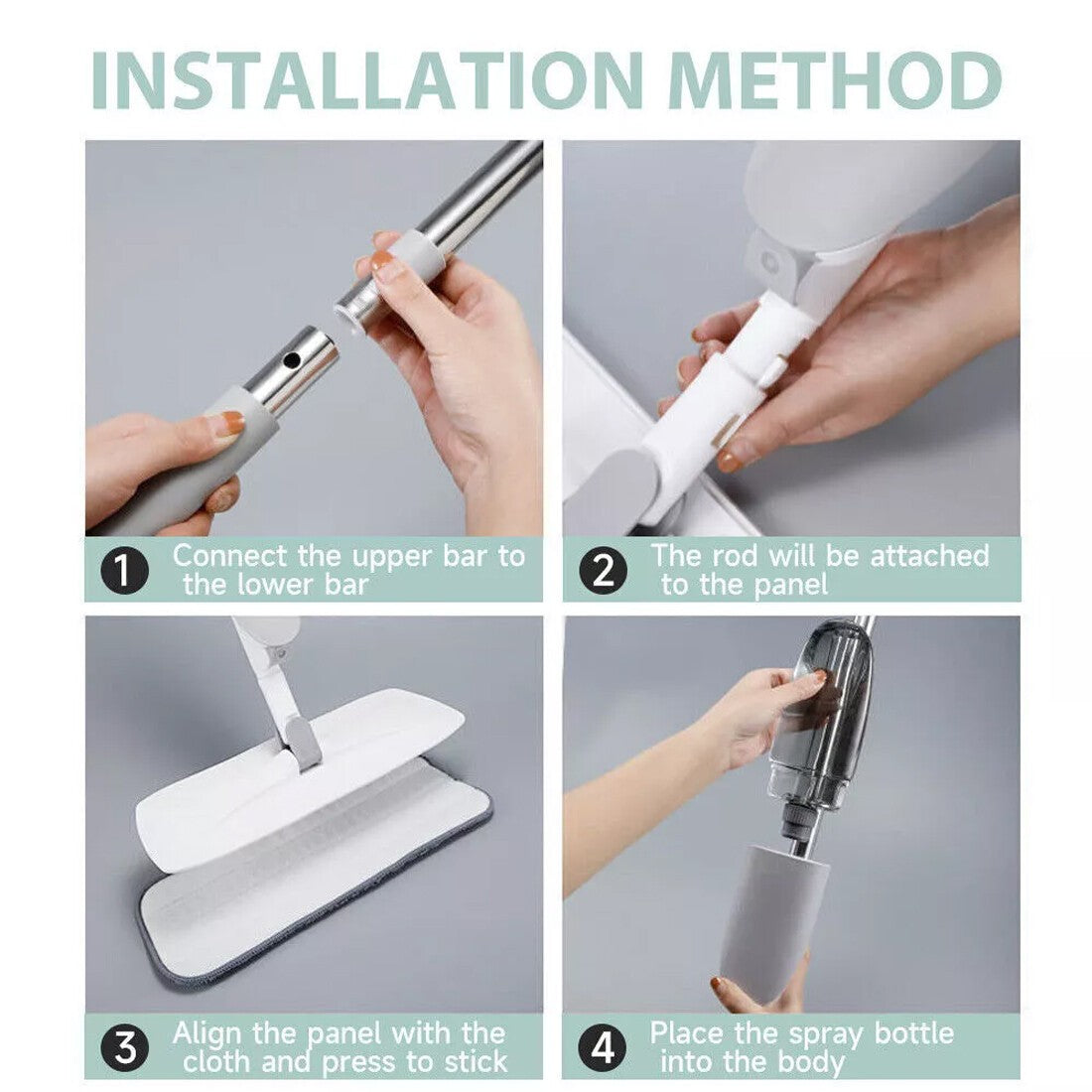 Floor Cleaning Spray Mop 350ml Bottle Tank & 5 Washable Microfibre Mop Pads