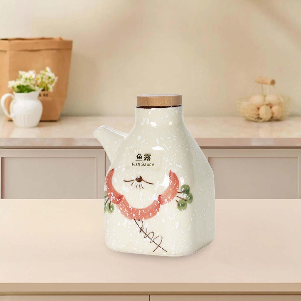 Large Oil Bottle Ceramic for Cooking and Barbecue Pourer Soy Sauce Dispenser