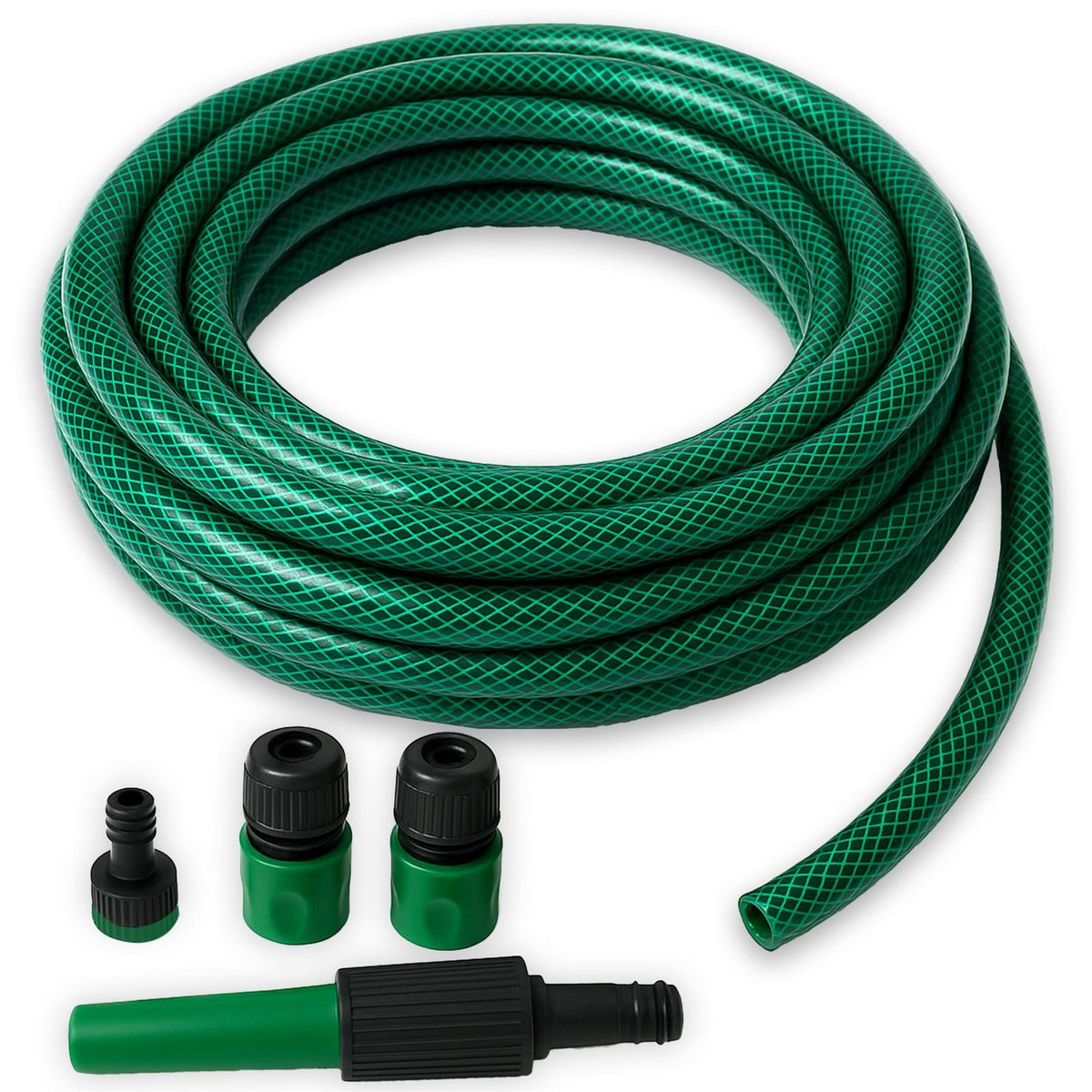 15M Garden Hose Pipe Set With Nozzle, Fittings and 4 Spray Patterns