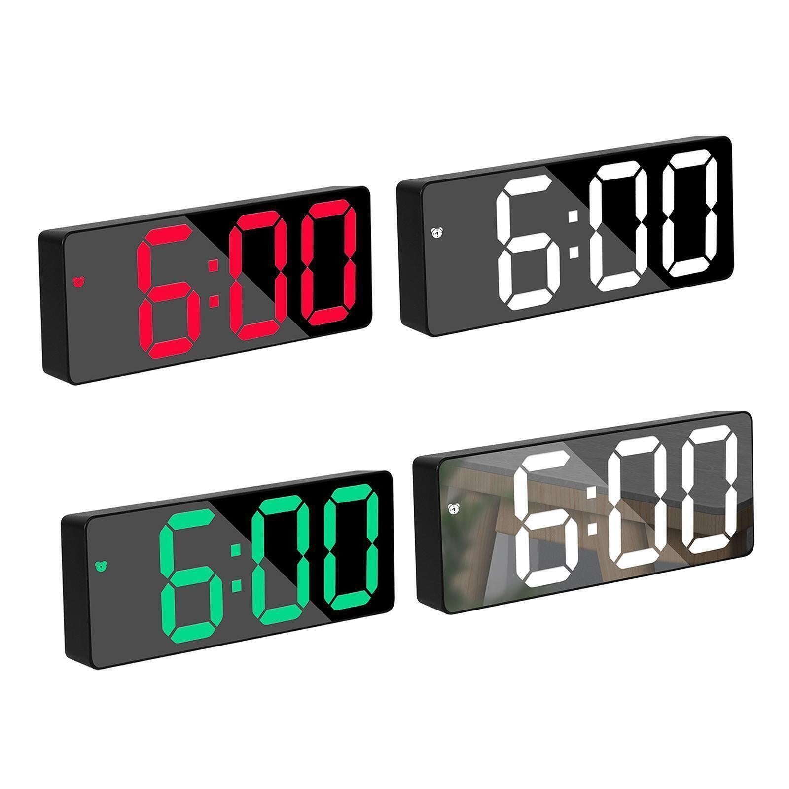 LED Digital Alarm Clock Bedside Snooze Time Temperature Night Mode Large Display