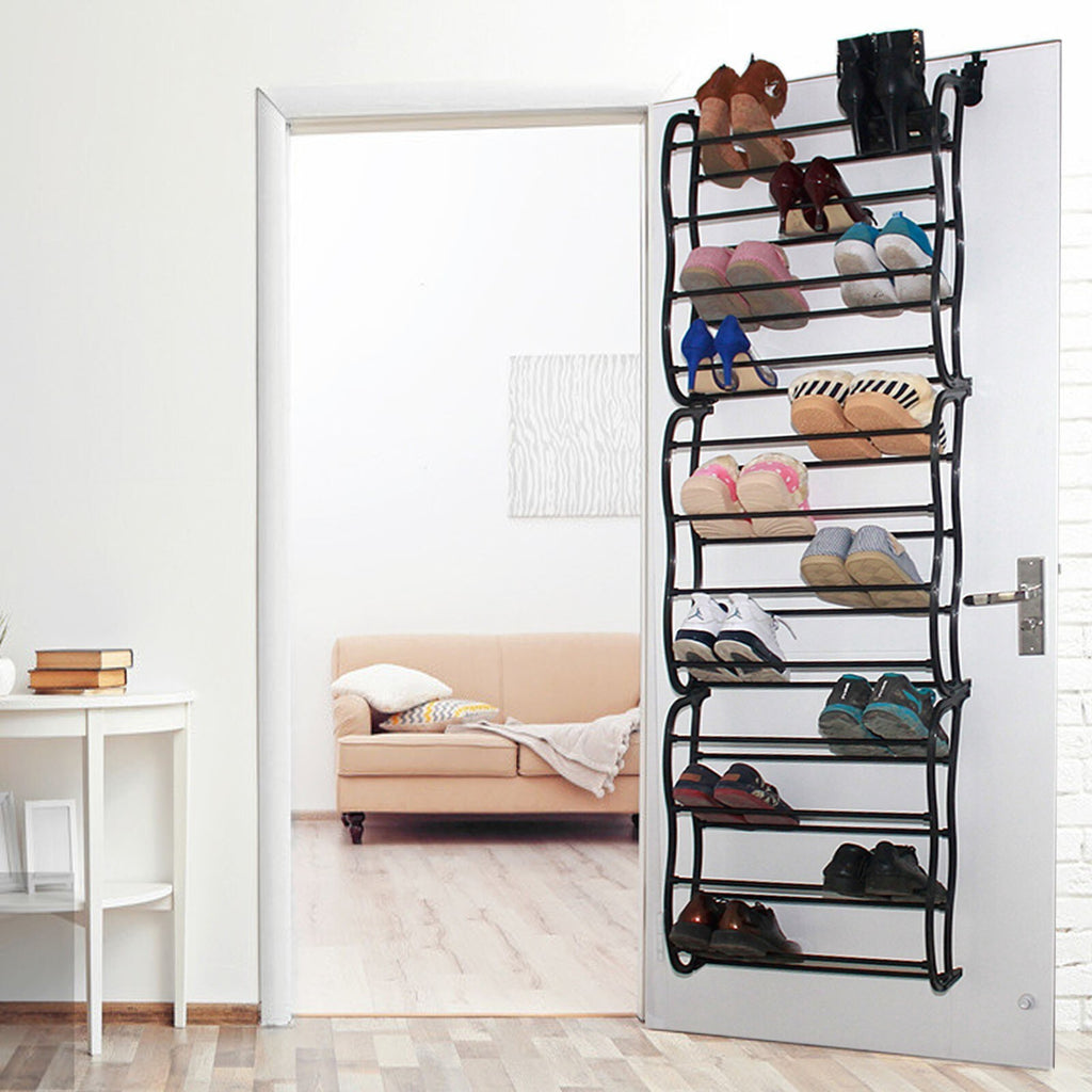 Over The Door Shoe Storage Organiser 36 Pair Hanging Hook Shelf Rack