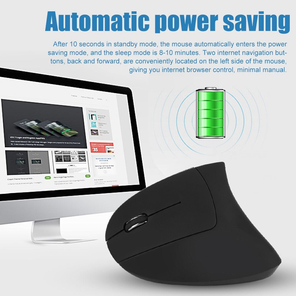 Wireless Vertical Optical Mouse Ergonomic Wrist Healing USB Mouse 1600DPI For PC