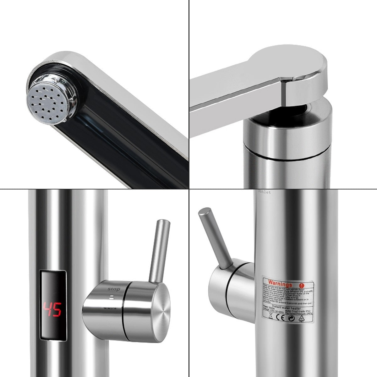 360° Electric Heating Tap Bathroom Fast Instant Hot Water Heater Kitchen Faucet
