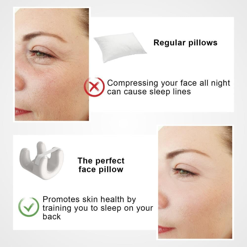 Face Pillow+Free White Satin Pillowcase Beauty Sleep, Anti Wrinkles-Aging UK Hot