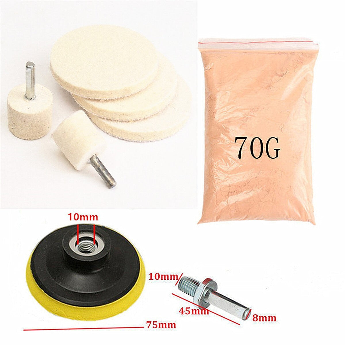 8 Pack Cerium Oxide Glass Polishing Kit Windscreen Scratch Remover+Felt+3" Pad