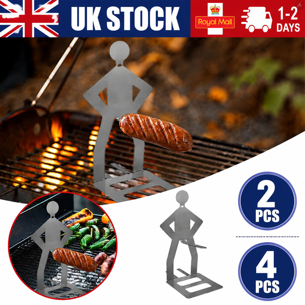 BBQ Accessories Novelty Men Shaped Stainless Steel Hot Dog Sausage Holder Rack