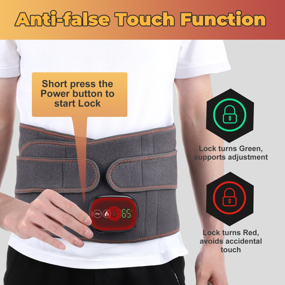 Electric Infrared Heating Vibration Therapy Massager Back Waist Belt Pain Relief