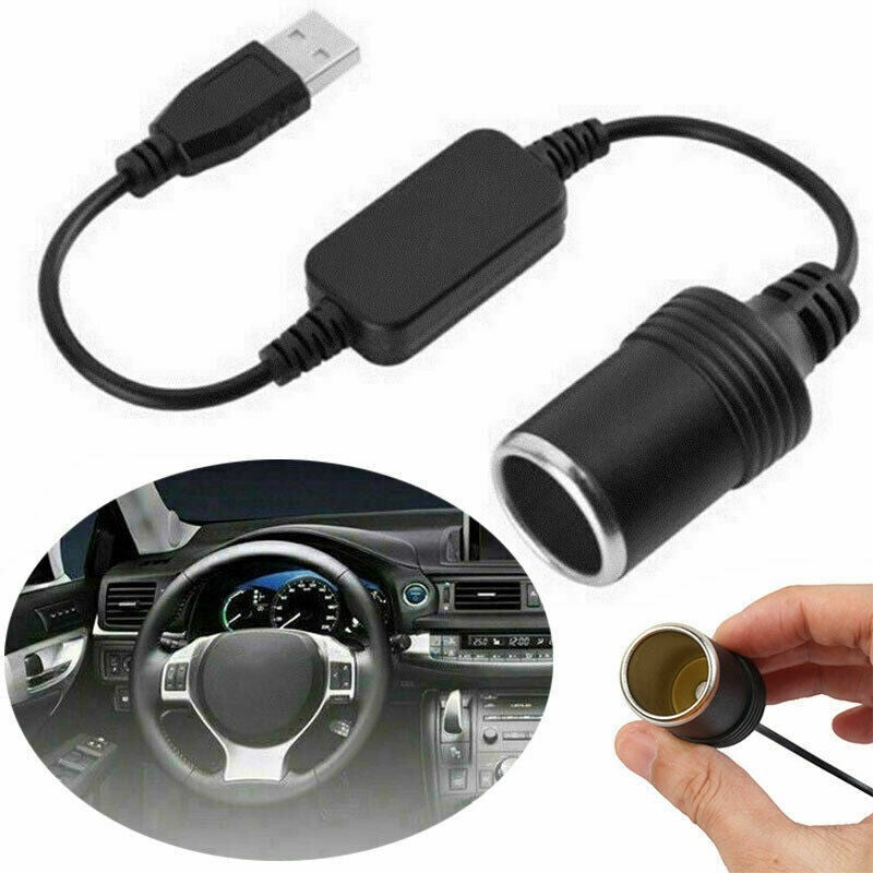USB Port 12V Car Cigarette Lighter Socket Power Female Converter Adapter Cable