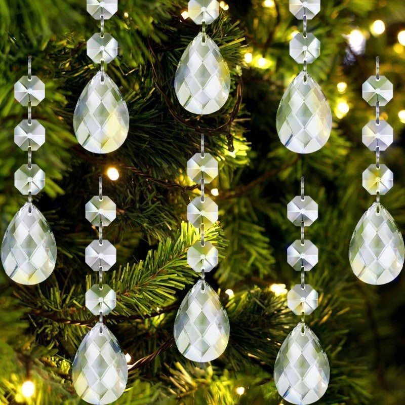 30x Snowflake Crystal Christmas Ornaments Hanging Pendants Xmas Tree Decorations