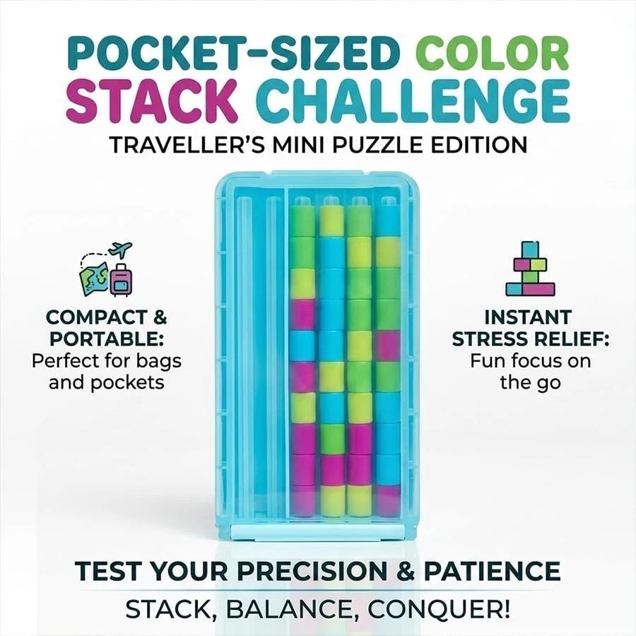 Mini Colour Stack Challenge Game, Color Matching Stacking Puzzle Game Kids Adult