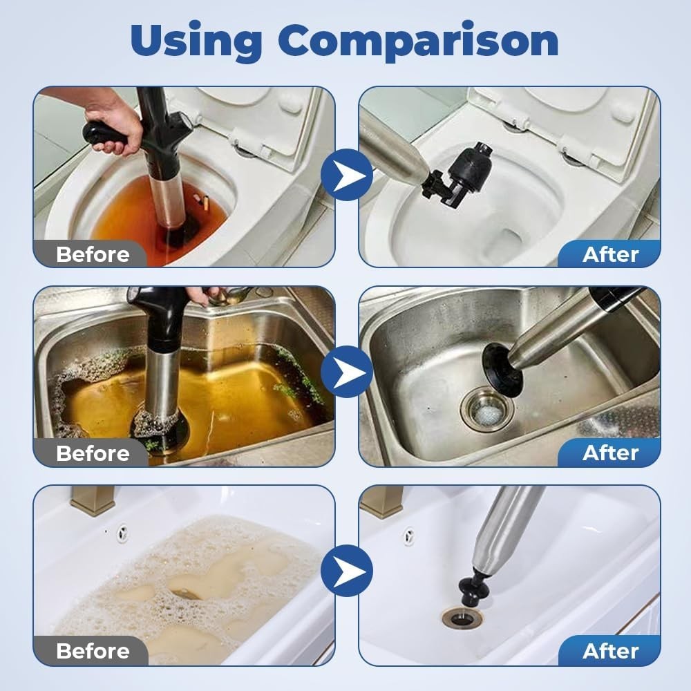 High Pressure Drain Blaster Air Plunger Powerful Toilet Blockage Unblocker
