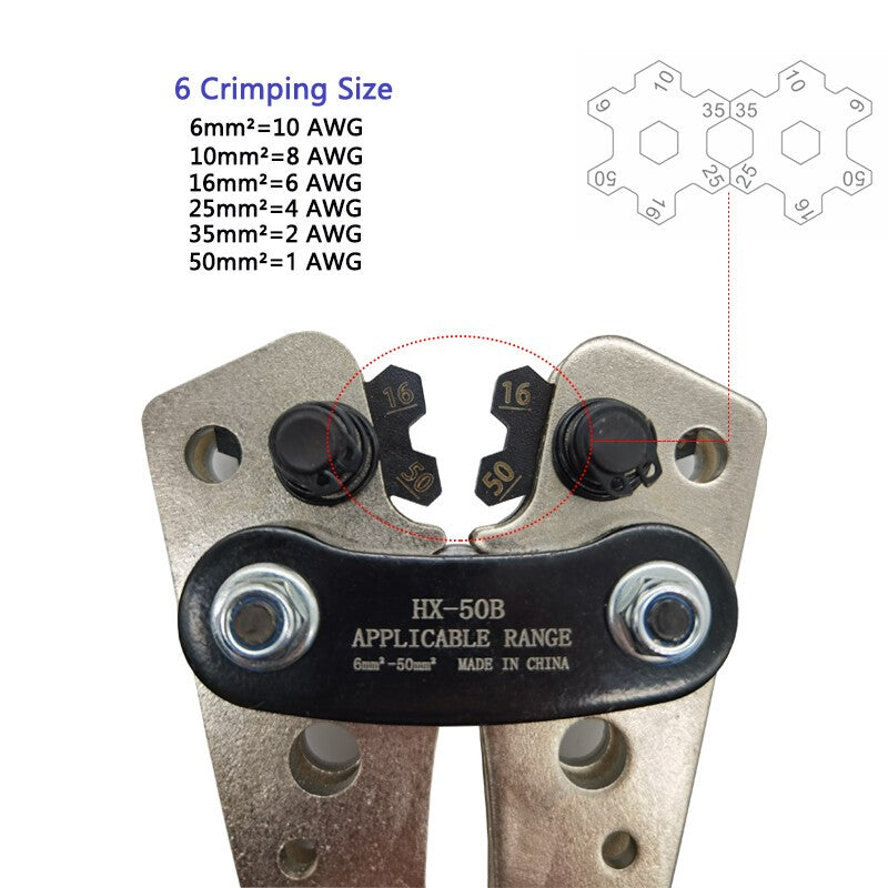 Blue Heavy Duty Battery Cable Crimping Tool Wire Lugs Crimper Terminal Copper