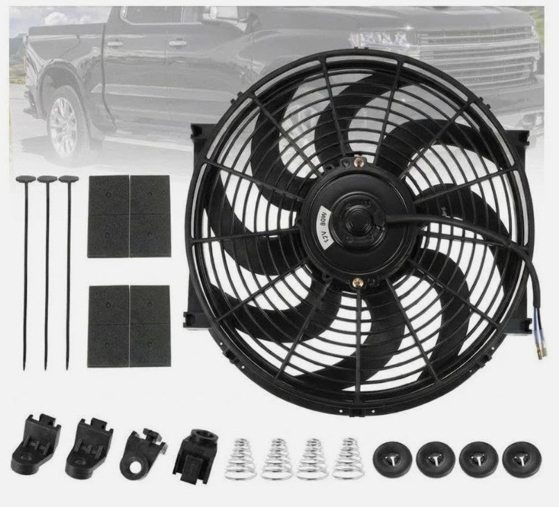 7" inch Slim Electric Radiator Cooling Fan Push/Pull 12V 80W Mounting Universal