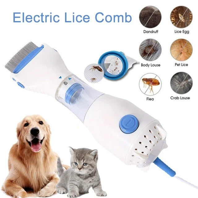 Electric Vacuum Head Lice Nit Comb Brush Pet Dog Flea Filter
