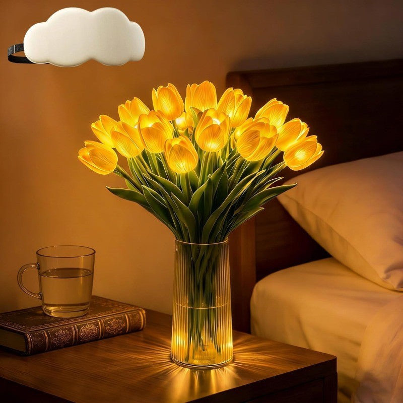 15X LED Tulip Night Light Artificial Flower Lamp Bedroom Decor Gift：
