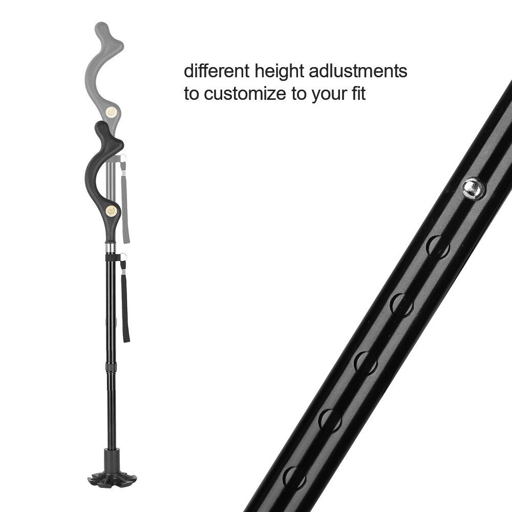 Adjustable Retractable Straight Posture Cane Walking Stick Camping Trekking Pole