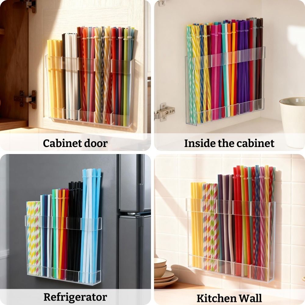 Acrylic Large Straw Holder  Reusable Straw Storage Dispenser Straws Organizer