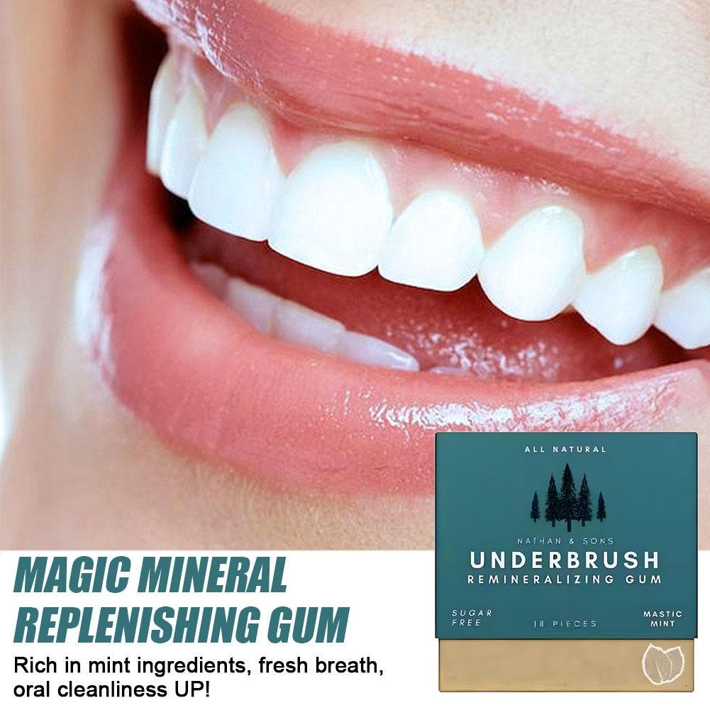 3 Packs Mint Underbrush Remineralizing Chewing Gum With Nano Hydroxyapatite