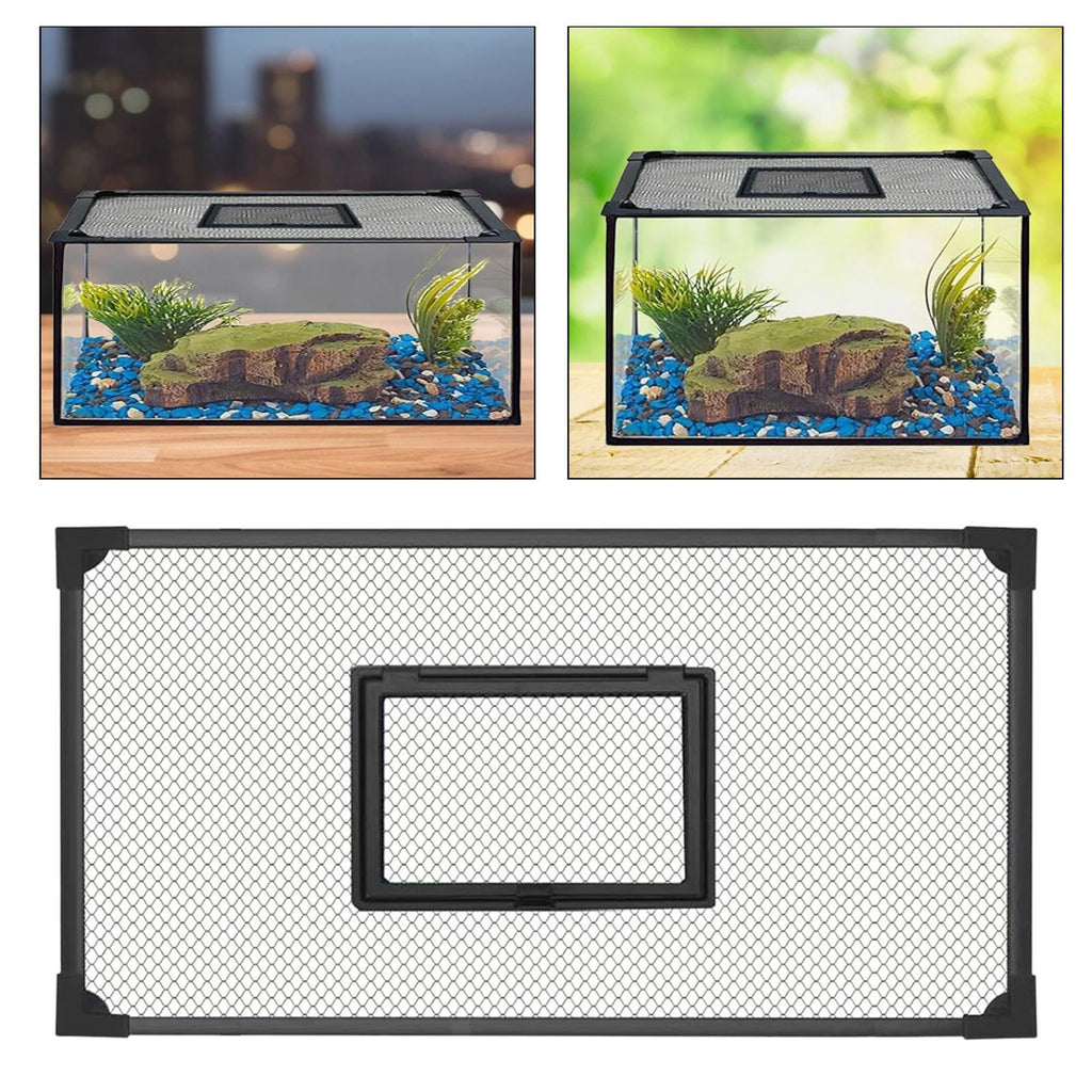 Fish Tank Lid Self Assembly Anti Jump Net Cover Magnetic Black Aquarium Hood
