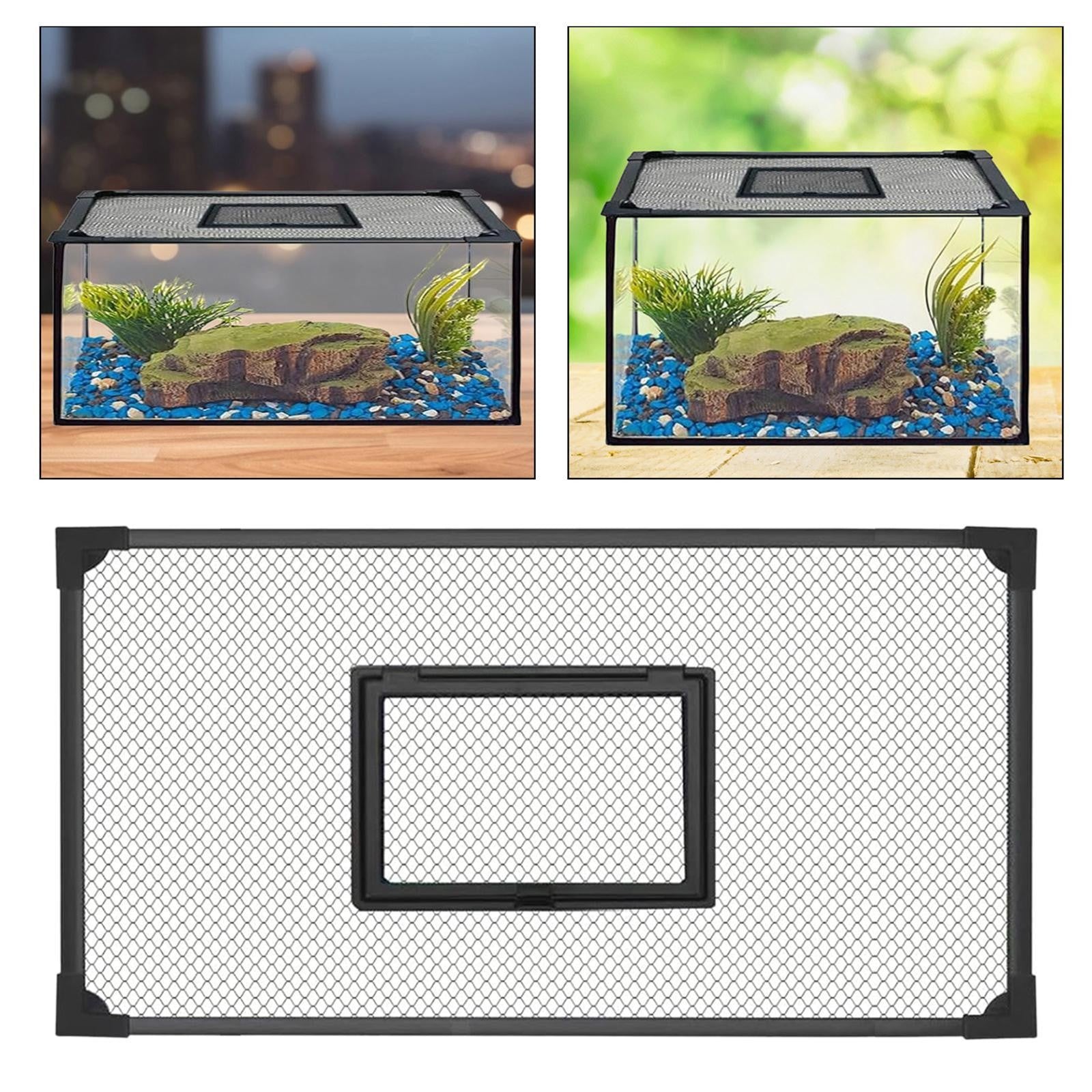 Fish Tank Lid Self Assembly Anti Jump Net Cover Magnetic Black Aquarium Hood