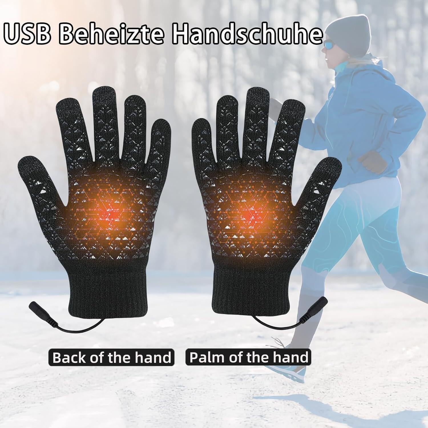 Electric Heated Gloves USB Rechargeable Insulated Warm Thermal Gloves Winter UK