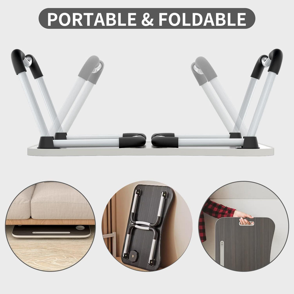 Folding Laptop Bed Table Lap Standing Tray Breakfast Desk With Cup Holder