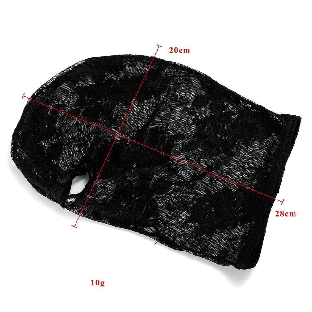 Elastic Black Lace Mask See-through Cosplay Headgear Full Face Hood  Parties