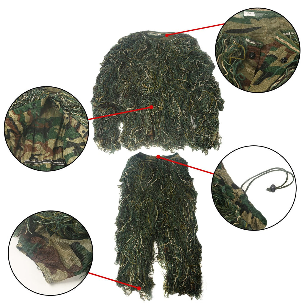 Woodland Ghillie Suit-Forest Sniper Camouflage Hunting Gear ( Bag Included)