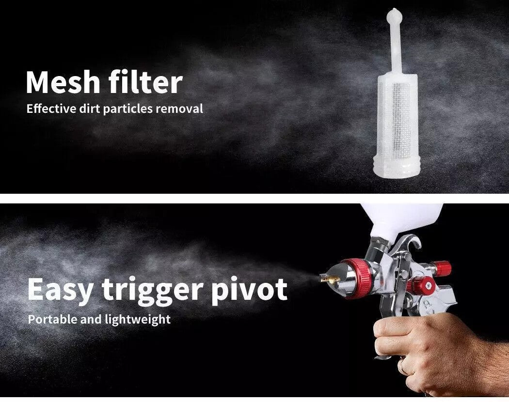 HVLP Spray Gun Kit Gravity Feed Car Primer Paint 1.4mm 1.7mm 2.0mm Nozzle 600ML