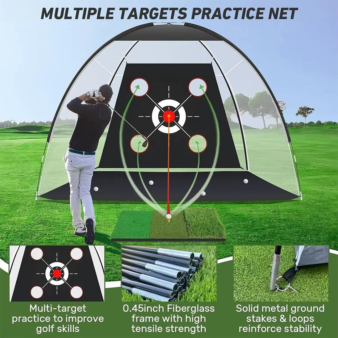 Golf Net 10x7ft Golf Practice Net Hitting Driving Chipping Swing Training Aid