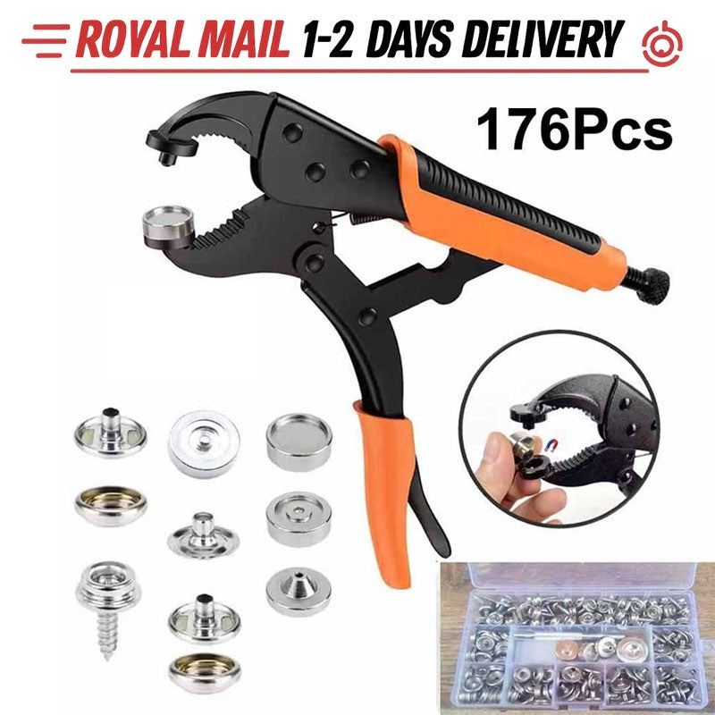 176X Heavy Duty Snap Fasteners Pliers Press Studs Kit Leather Button Tool UK