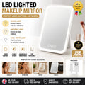 Rechargeable LED Makeup Mirror, 3 Color light, Touch Screen for Travel, Cosmeic
