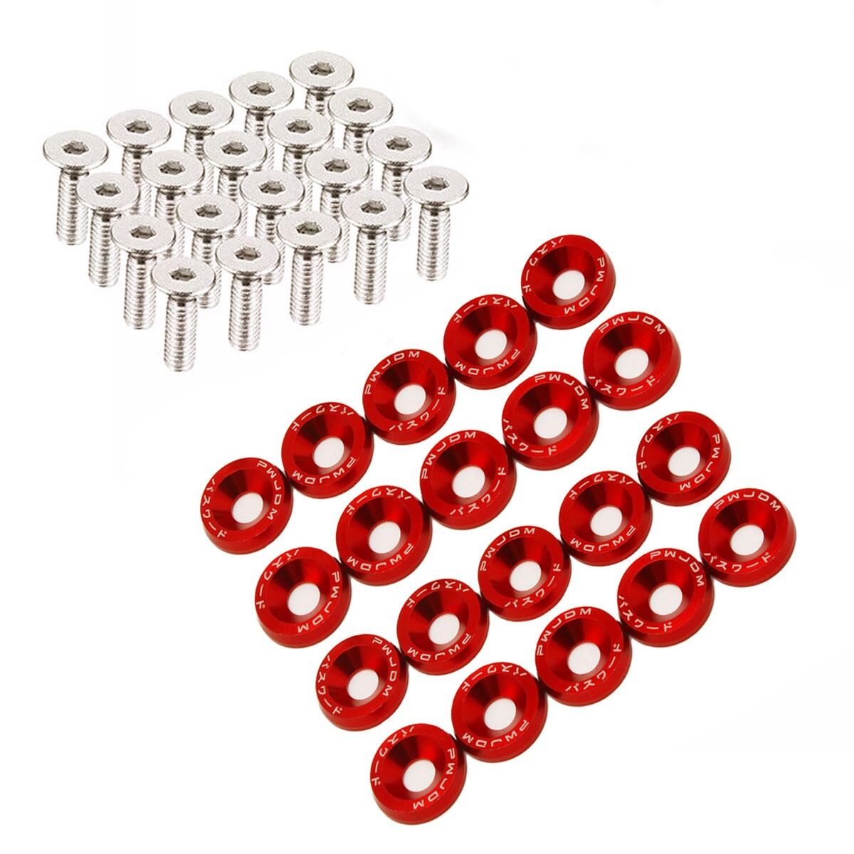 20×Red Billet Aluminum Fender Bumper Washer Bolt Engine Bay Dress Up Kit&M6 Bolt