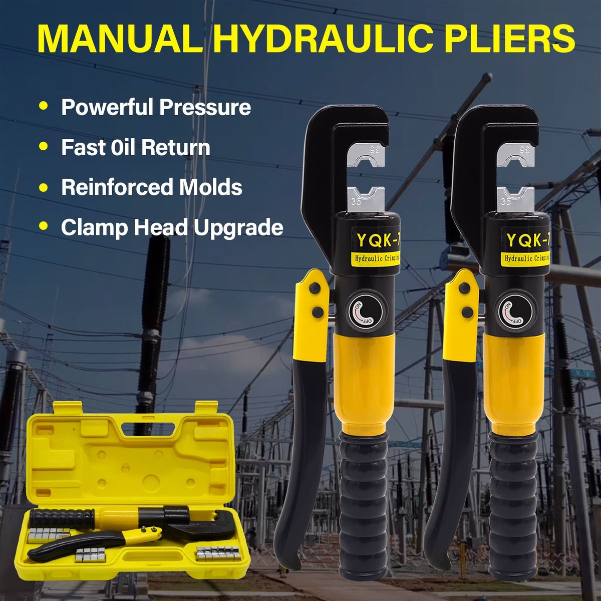 8 Dies Hydraulic Crimper Set Crimping Tool Wire Battery Cable Lug Terminal UK
