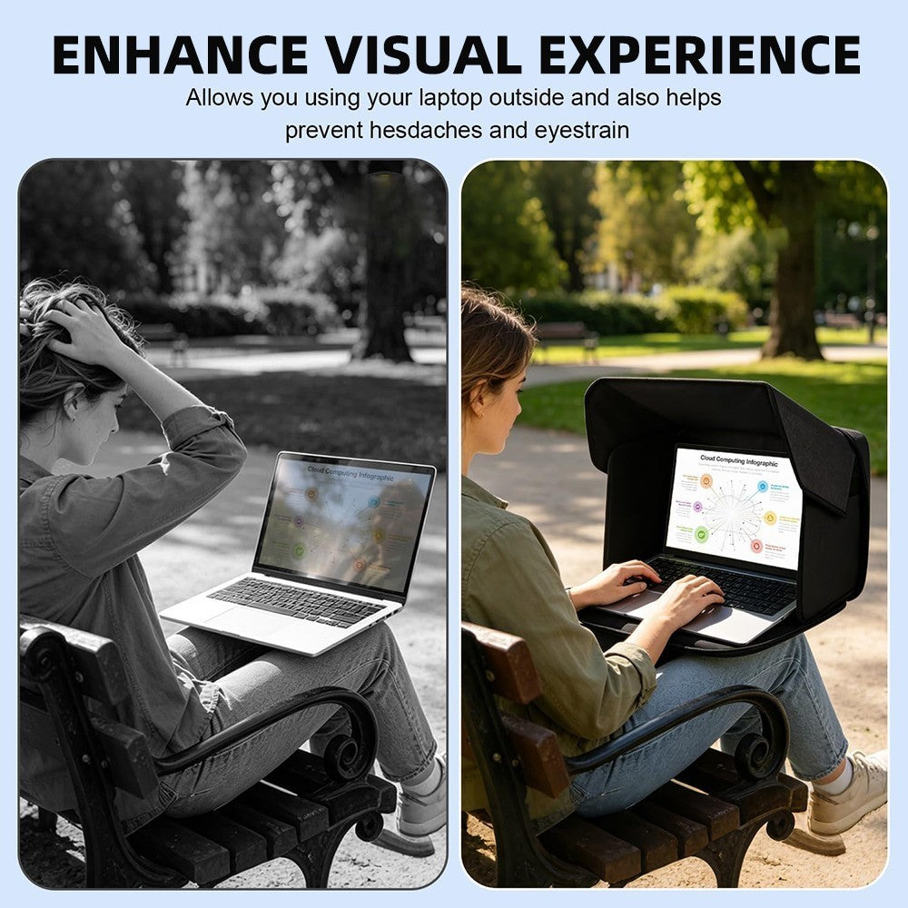 For 15-16inch Laptop Sun Shade Foldable Privacy Shield Cover Working Outside