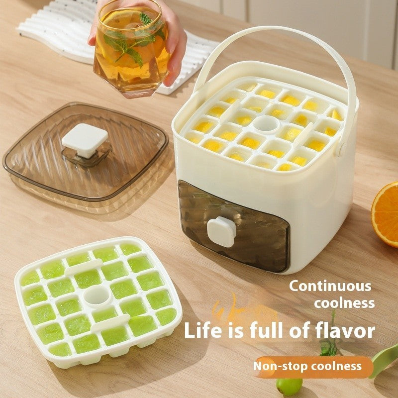 Press Type Ice Cube Tray Ice Making Box Large Capacity Easy Release with Handle