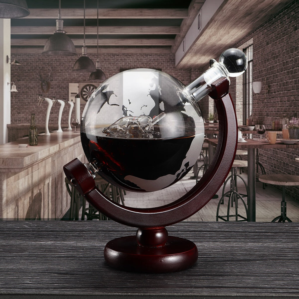 750ml Wine Decanter Glass World Globe Whiskey Vodka Liquor Large Capacity Bottle