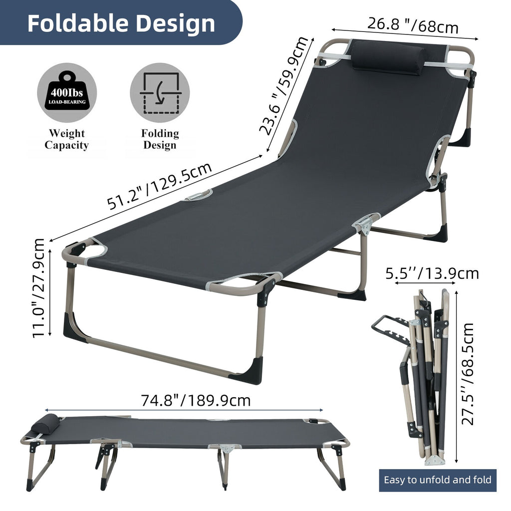 Reclining Sun Lounger Garden Folding Chair Bed Recliner Beach Camping with mat