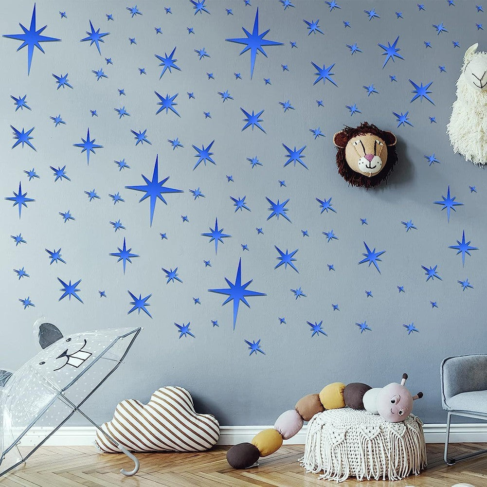 42Pcs Removable Star Wall Stickers Acrylic Mirror Stylish Design Multicolor