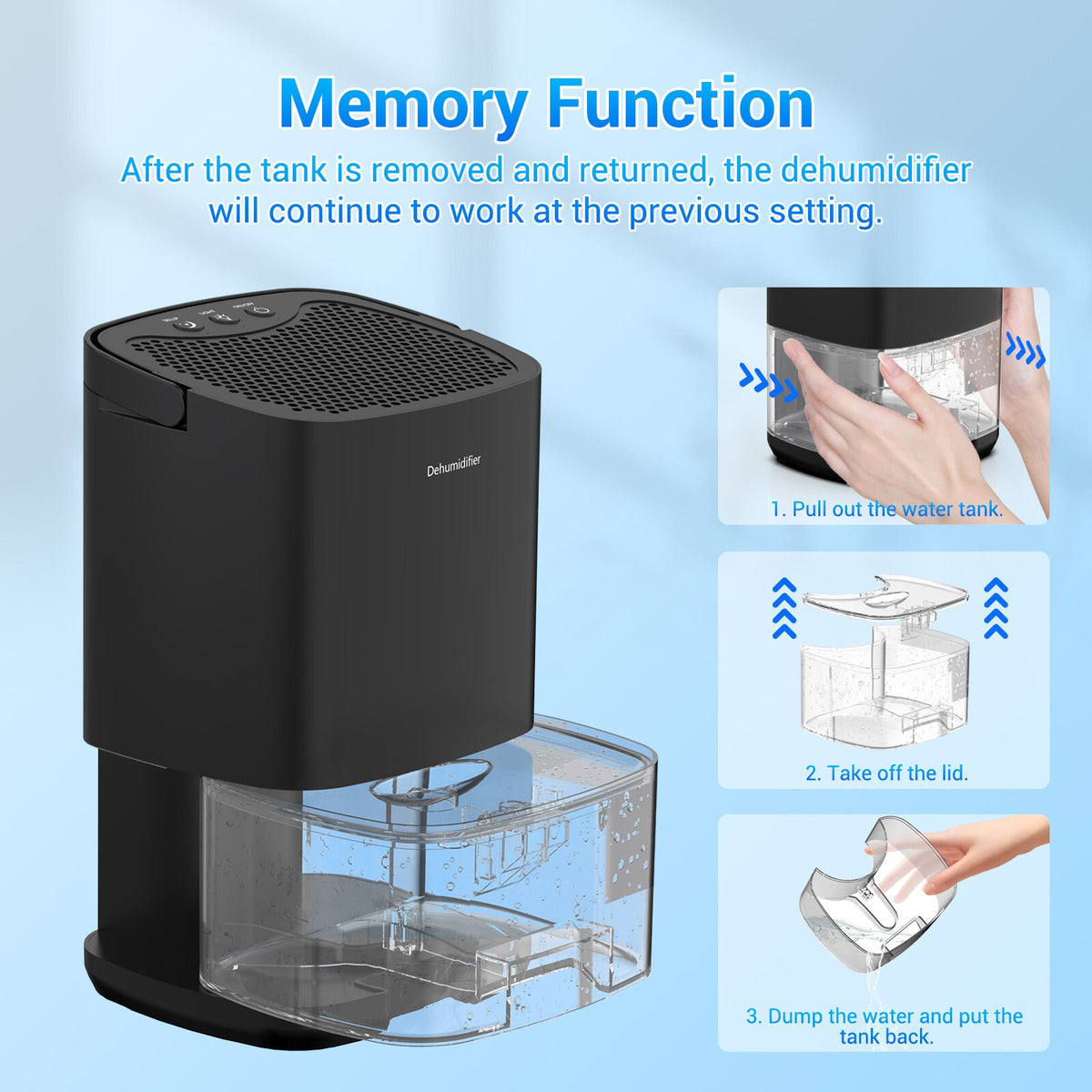 Air Dehumidifier 1000ml Home Portable Air Dehumidifier for Damp Mould Moisture