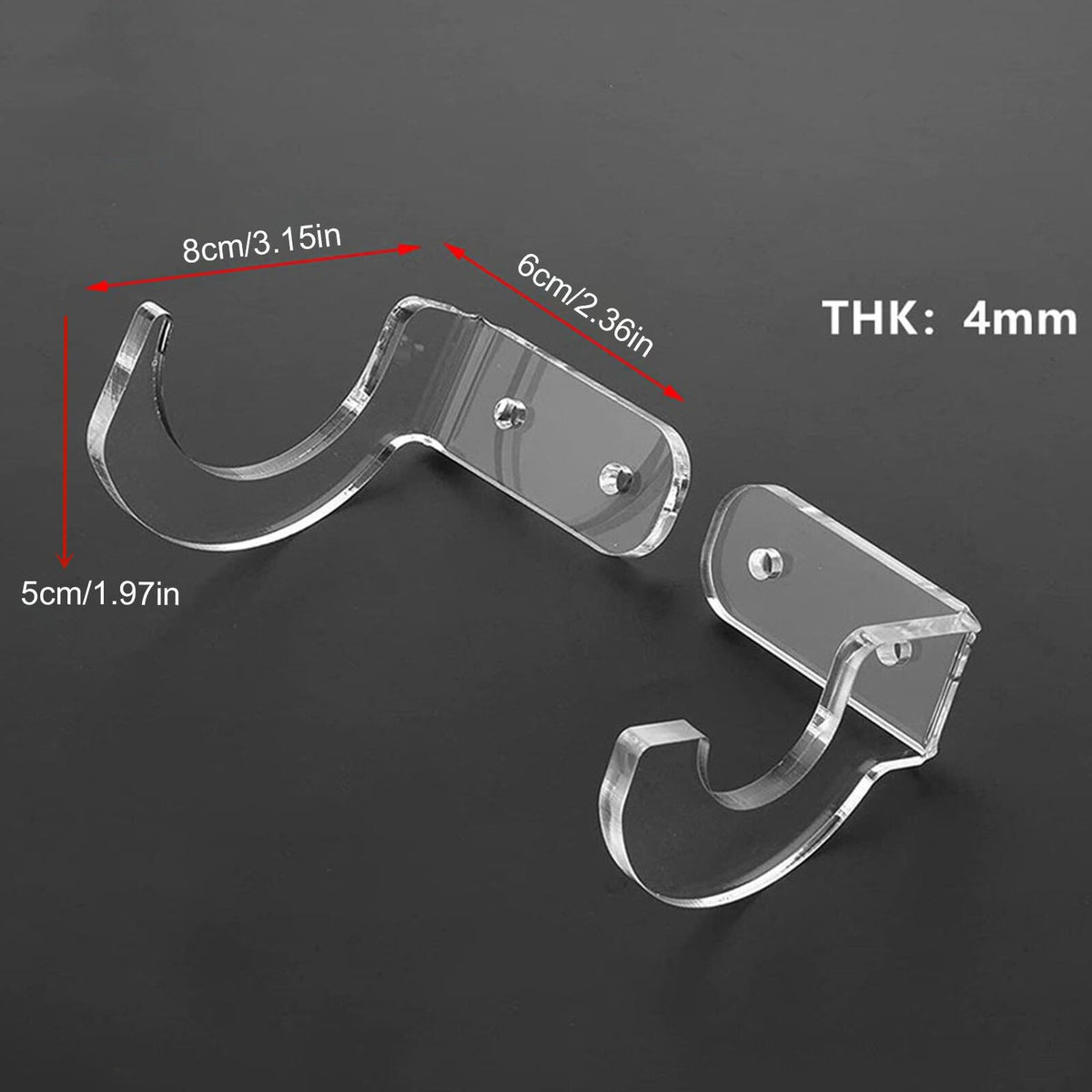 Transparent Acrylic Wall Mount Rack For Lightsaber 2 Pair Display Holder