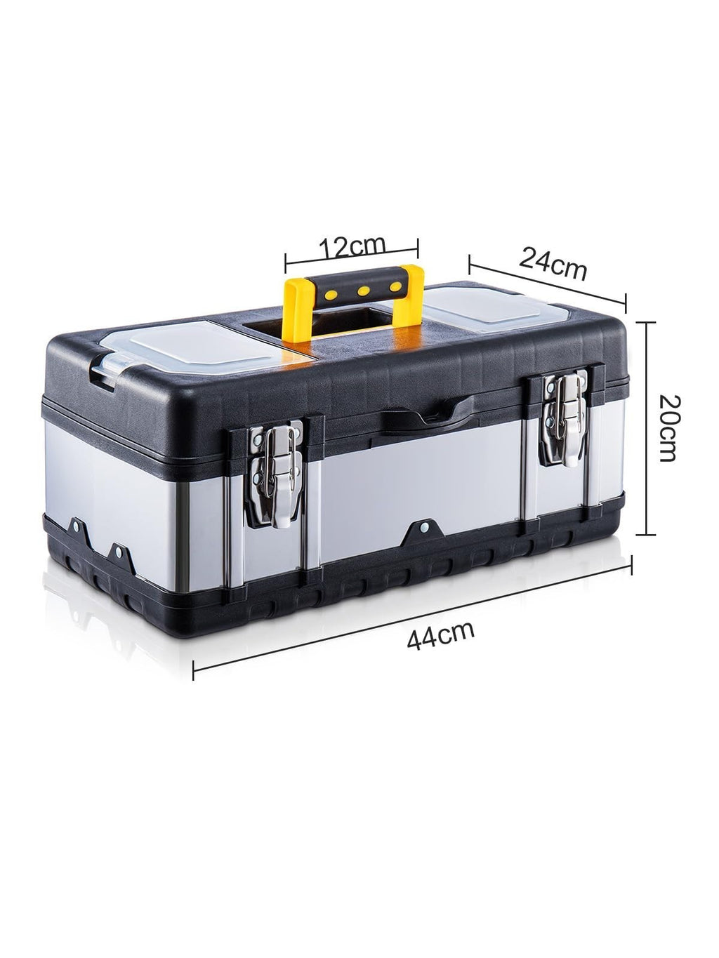 Stainless Steel Chest Storage Case + Removable Tray Heavy Duty Tool Box