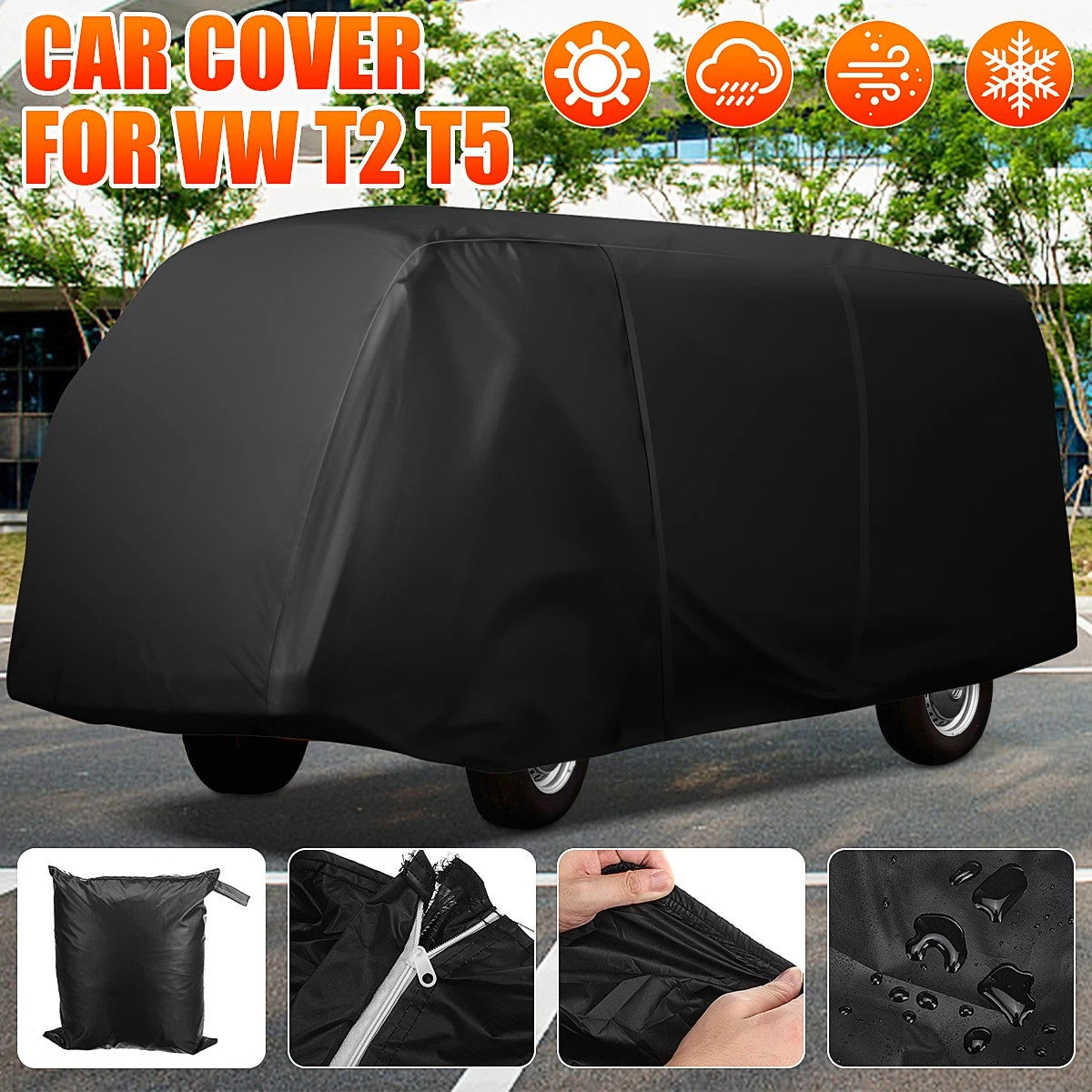 Car Cover Heavy Duty Full Cover UV Resistant Waterproof For VW T2 T25 Camper Van