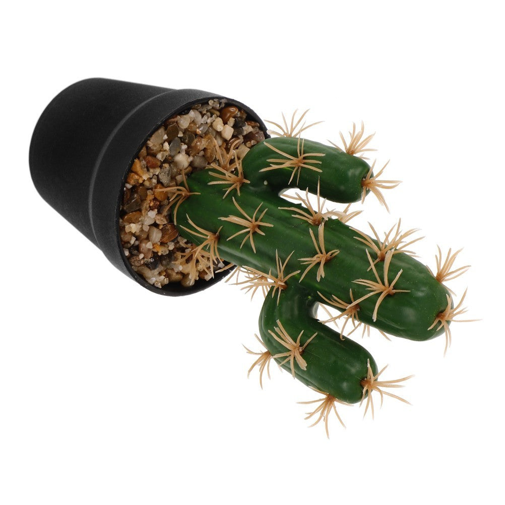Lifelike Dark Green Plastic Artificial Potted Cactus for Home Decor