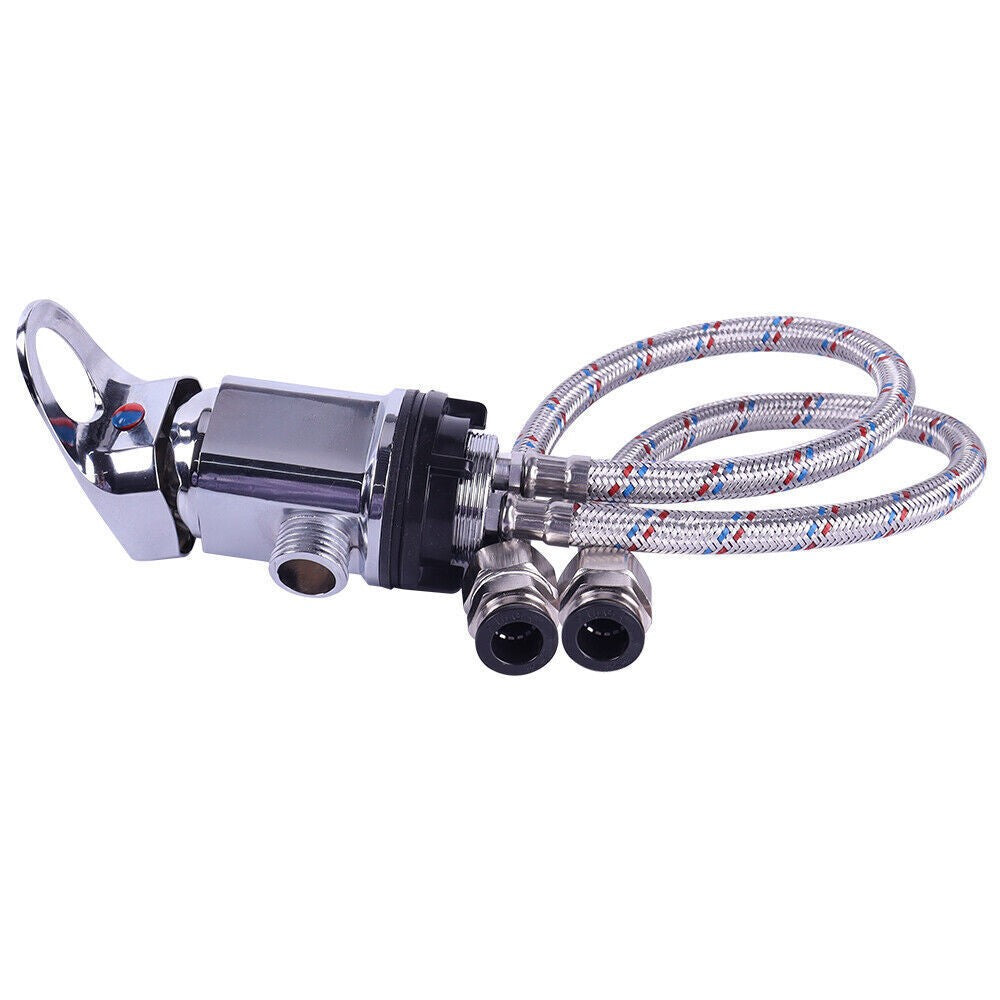 Chrome Caravan Shower Mixer Tap Outlet 1/2" with 400mm Push Fit Tails Campervan