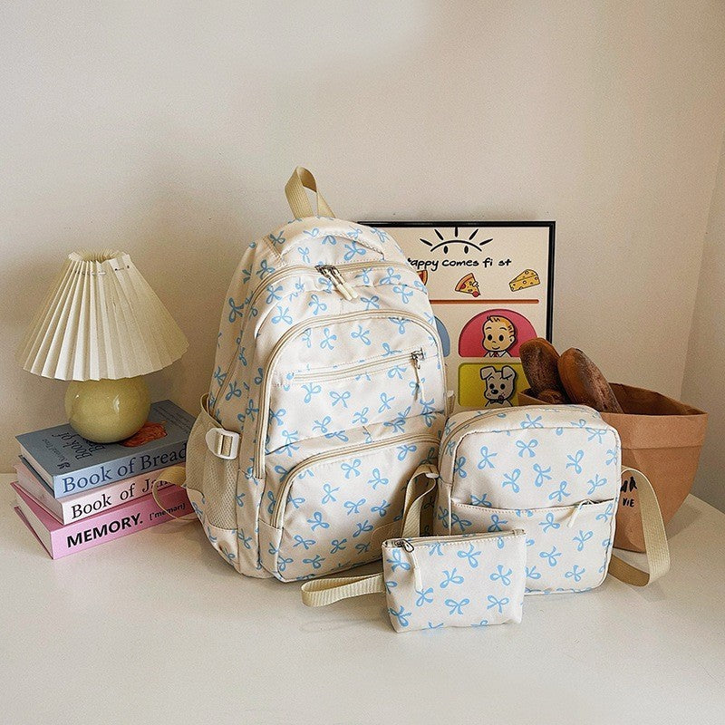 3pcs/set School Bag for Girls Cute Backpack Sets Bow Tie Rucksack for Teenage